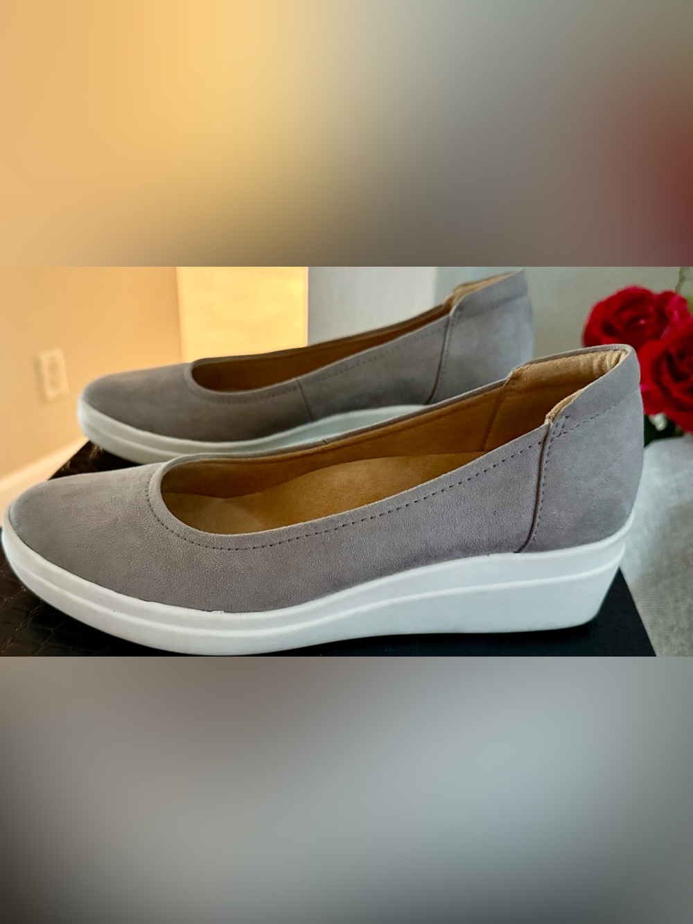 Naturalizer Gray Slip-On Platform Flats SIZE 9 WIDE